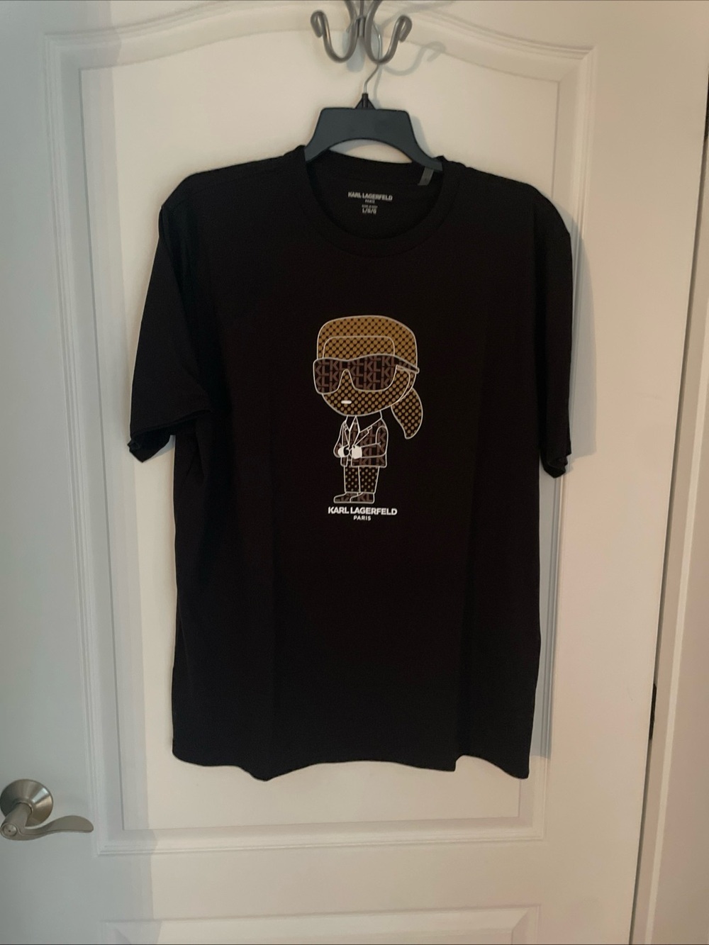 Karl Lagerfeld Paris Men's Black Graphic Logo Crew Neck T-Shirt Size Large New